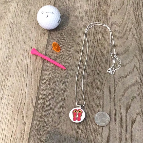 Golf ball marker magnetic necklace. Flip flop coin - Picture 2 of 3